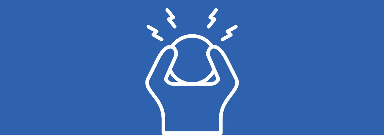 a blue background with a man with his hand on the head to symbolise absenteeism in the workplace